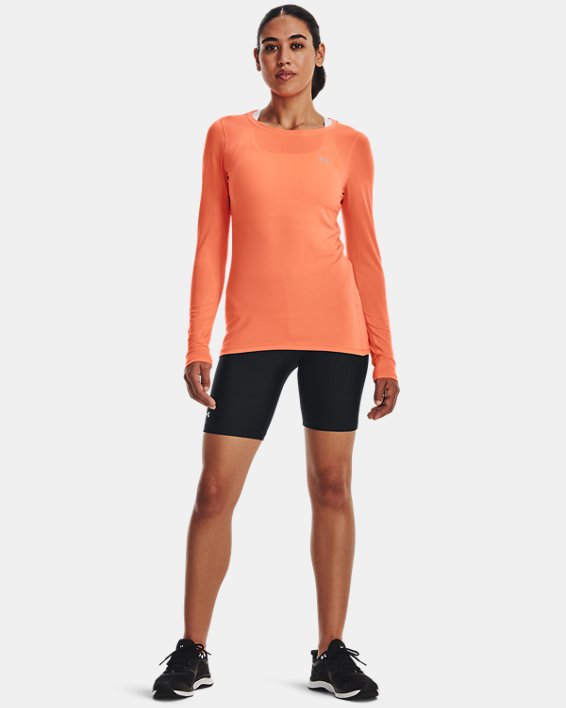 Women's HeatGear® Armour Long Sleeve in Orange image number 2